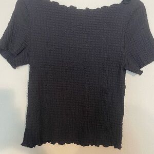 H&M Black Textured Blouse